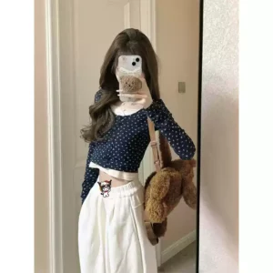 碎花蕾絲內搭修身打底上衣